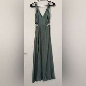 Maje Dusty Sage V-Neck Cutout Maxi Dress